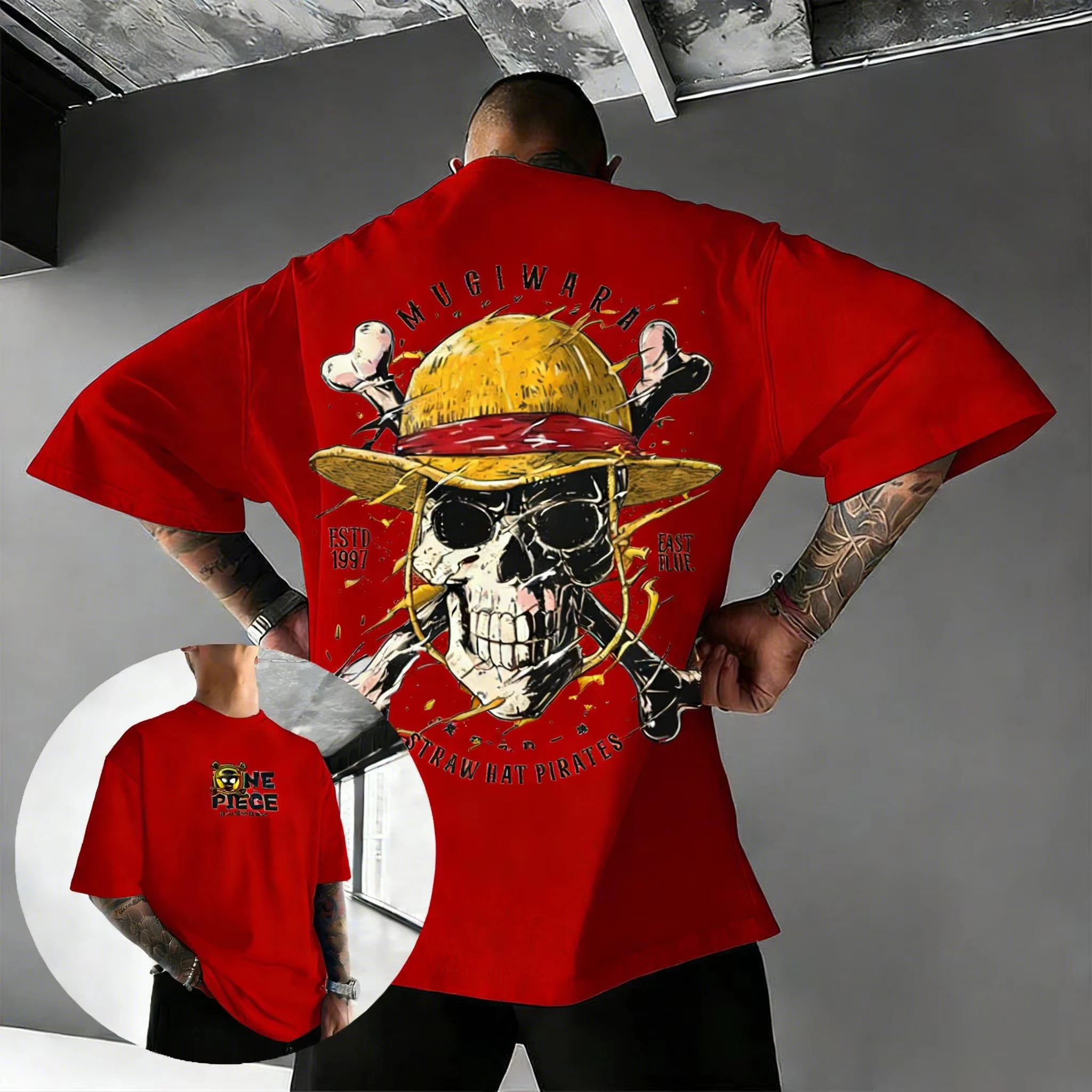 2026 New Hot Summer Unisex Oversize One Piece Skull Anime T Shirt Men Women Cotton Streetwear Casual Top Graphic Tee Trendy