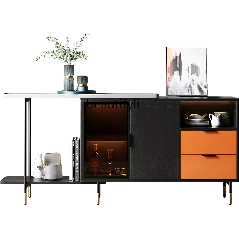 

xxModern Italian Minimalist Wall Sideboard Cabinet Multi-Functional Retractable Light Luxury Locker