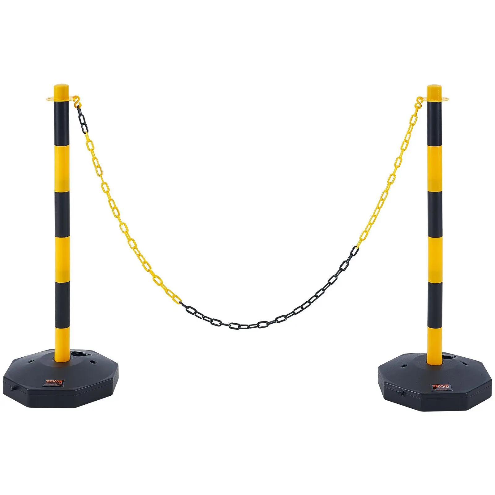 Adjustable Traffic Delineator Post Cones, 2 Pack, Traffic Safety Delineator Barrier with Fillable Base 8FT Chain, for Traffic C