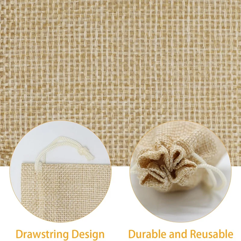 10/5Pcs/Lot Nature Drawstring Burlap Bag Jute Gift Bags Multi-size Jewelry Packaging Wedding Candy Bags 100pcs Can Custom Logo