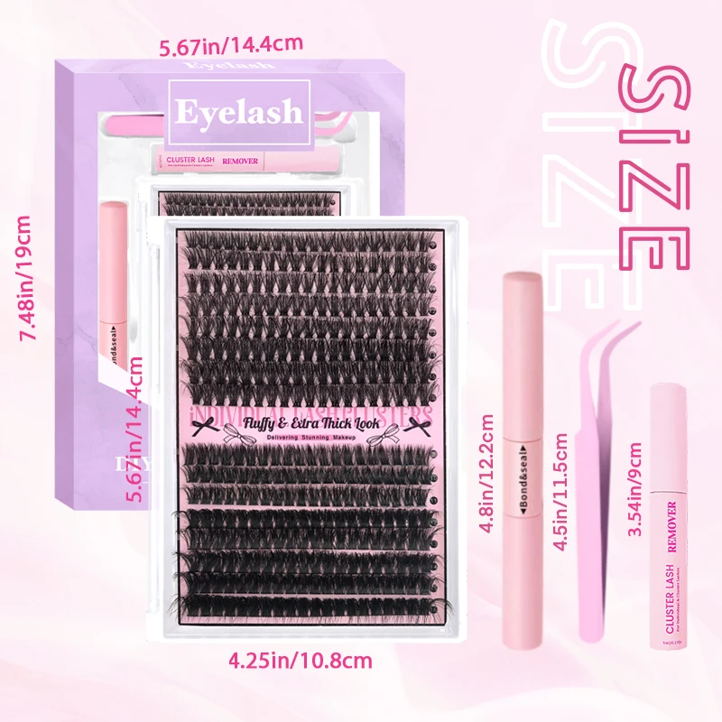 طقم وصلات الرموش الصناعية طقم رموش عنقودية فردية طبيعية يومية، رموش مانغا كثيفة، مجموعات رقيقة وسميكة لصديق المبتدئين