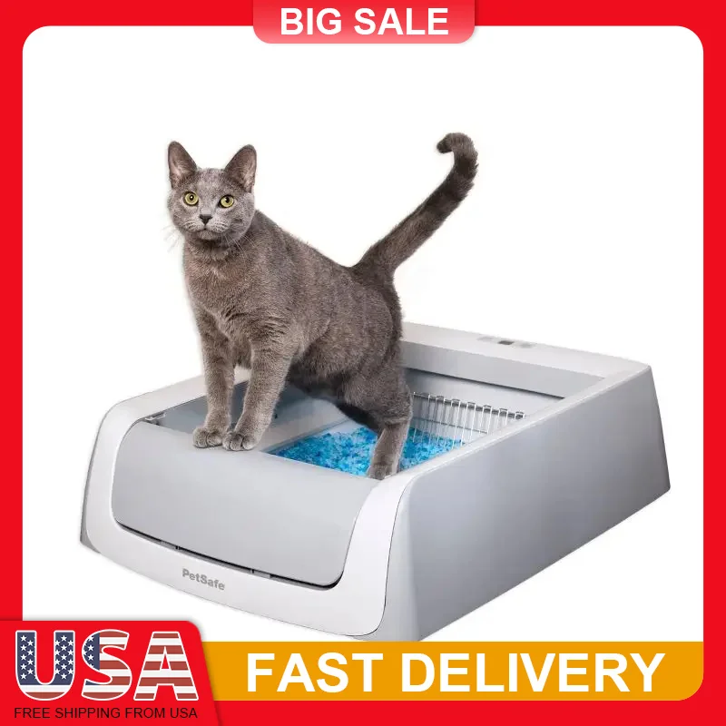 

Self Cleaning Cat Litter Box with Crystal Litter Tray Automatic Odor Control No Scoop Needed Health Monitor for Indoor Cats
