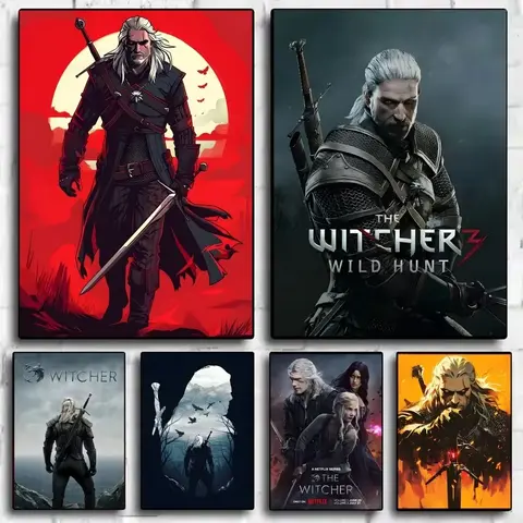 2025 The W-Witcher 3 Wild Hunt Game Poster HD art canvas painting home living room bar decoration