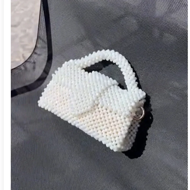 

Fashionable White Women's Bags Handmade Shiny Exquisite Party Bead Chain Crossbody Bag Customizable Color Finished Handbag