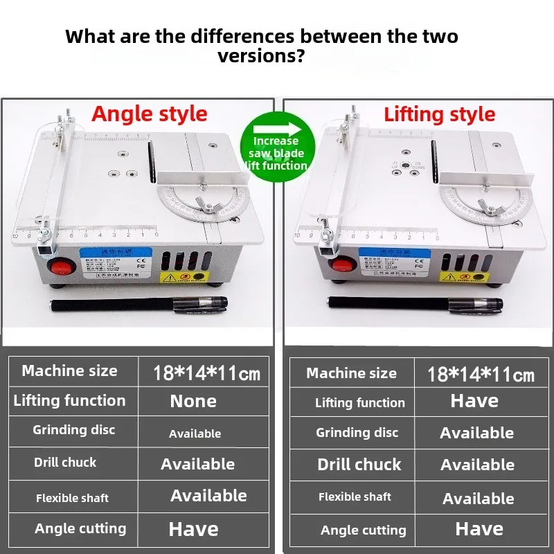 Compact Mini Table Saw Woodworking Electric Saw Precision Model Cutting Machine with Lifting Function for Saw Machinery