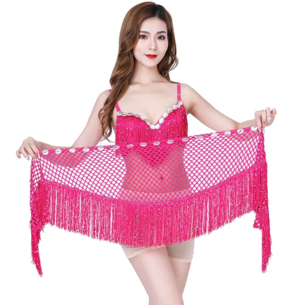 Belly Dance Waist Scarf Fashion Dance Performance For Women and Girls Boho Sequins Belly Hip Scarf Tassel Fringe