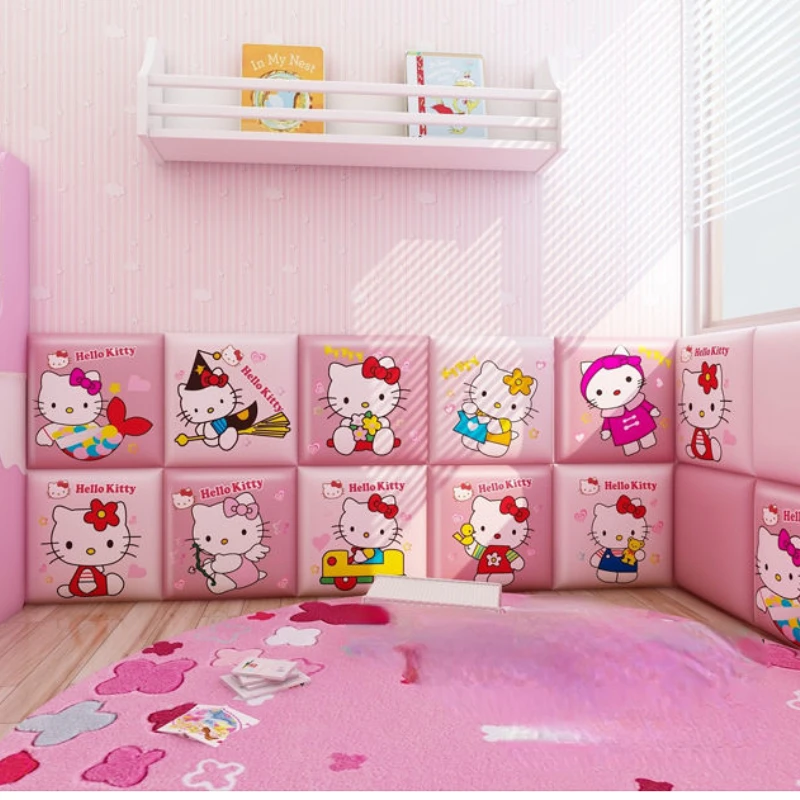 만화 사랑스러운 고양이 침실 헤드 보드, 여아, 아이 방 장식, 침대 헤드 보드 스티커, 벽 패널