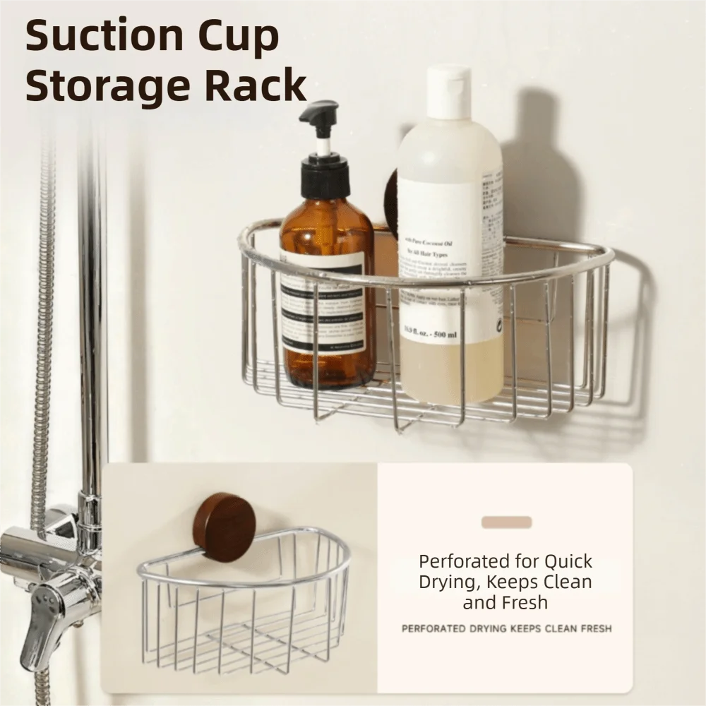 

Wall Mounted Suction Cup Storage Rack Hollow-out Punch Free Bathroom Organizer Shelf Reusable Detachable Tissue Holder