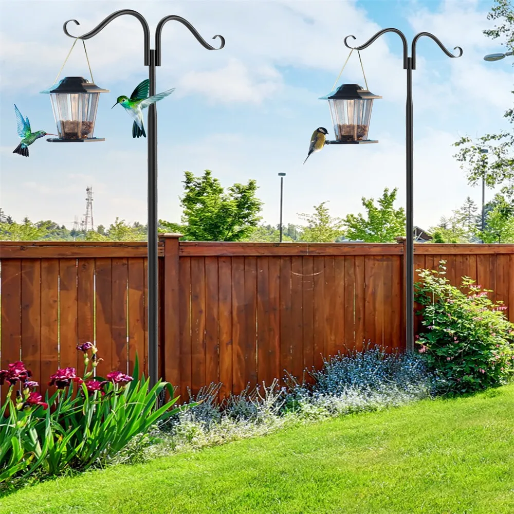 

2x String Light Poles Metal Shepherd Hooks for Garden Christmas Wedding 4.6-9FT