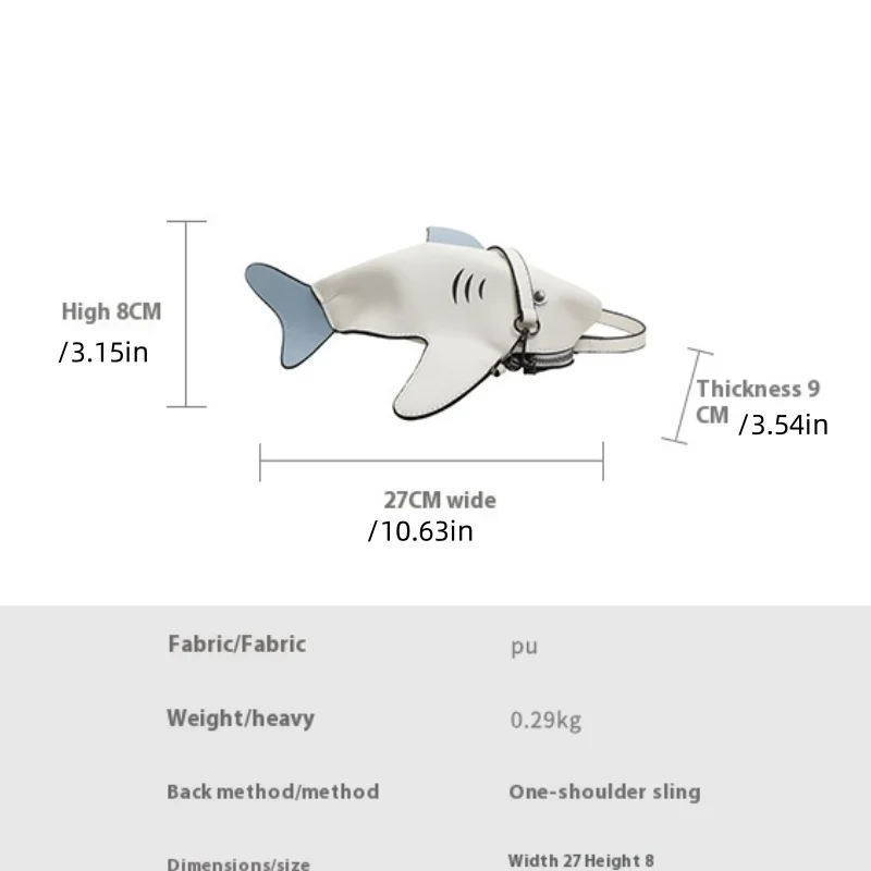 Borsa a tracolla a tracolla con squalo carino cartone animato borsa a tracolla a forma di squalo creativa in giappone e corea del sud