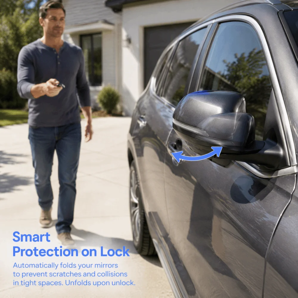 Smooth Response Black Mirror Folding Module ABS Universal Side Mirror Auto Fold Kit Auto Fold Actuator Module Parking Safety Mod