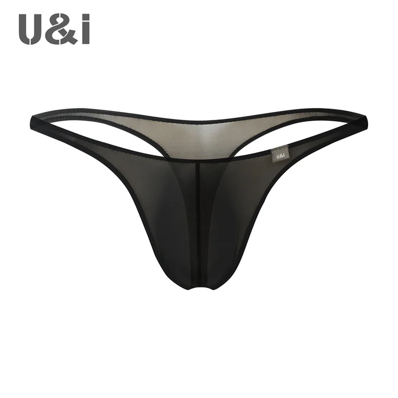 U&I sexy thong for boys, trendy and personalized ultra-thin transparent high elastic nylon 3D small bag t underwear