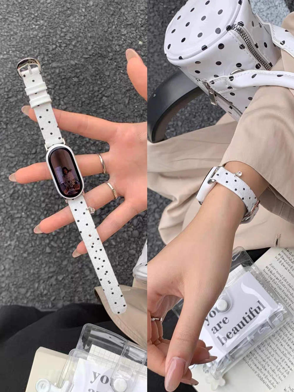 Hochwertiges Lederarmband für XIAOMI Band 10 9 8 NFC Damen-Uhr Armband-Zubehör