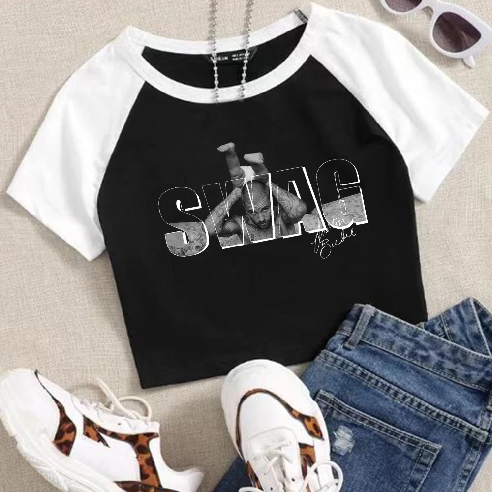 

Justin Bieber Swag 2025 T-shirt Funny Ninja Mice Muki Muki Crop Tops T-Shirt Girls Fashion Women O-Neck T-shirt