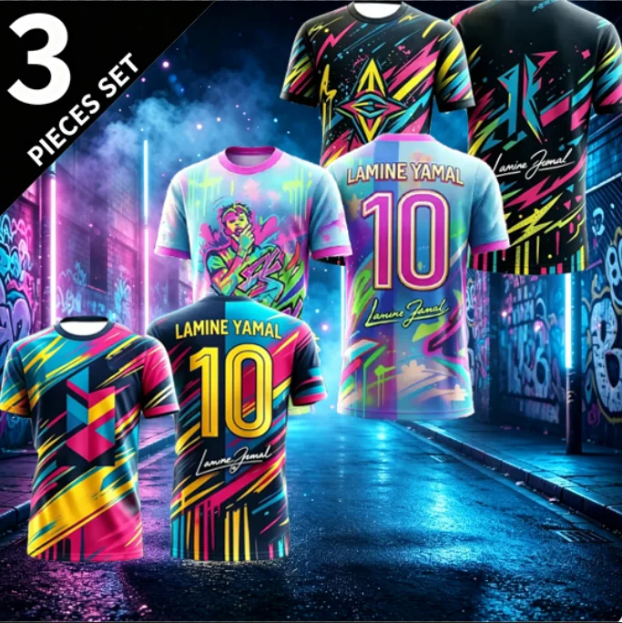 3D printed lightning pattern T-shirt street trend hip-hop style casual sports breathable quick drying sports top