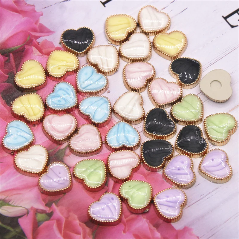 30pcs Multicolor Heart Flat back Button Cute Home Garden Crafts Cabochon DIY Scrapbooking Clothing Accessories