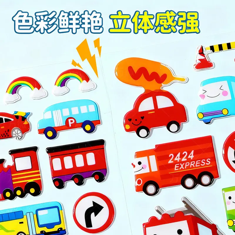 Transportation: Car3DBody bubble stickers, decorative stickers for children and babies, educational toys, for boys