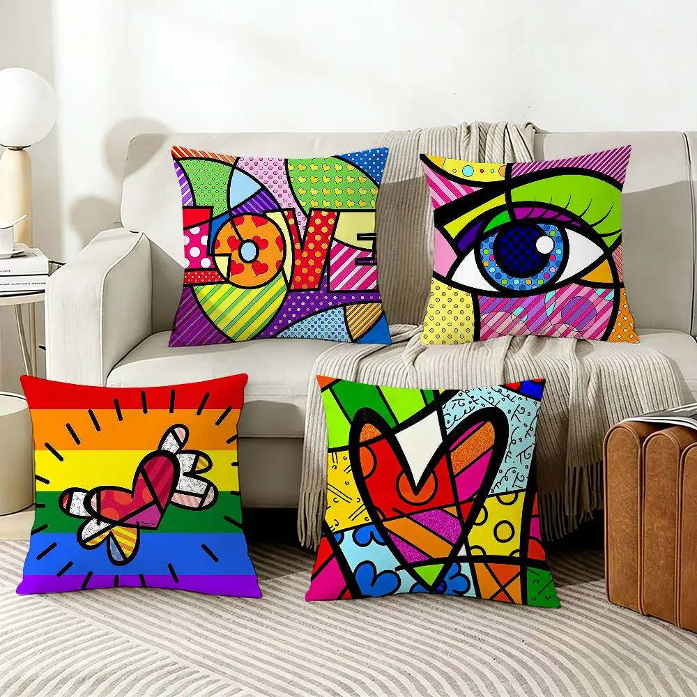 

B-BrittoES Happy Art Movement Various Sizes Square Pillow Case For Car Home Bedchamber Decor