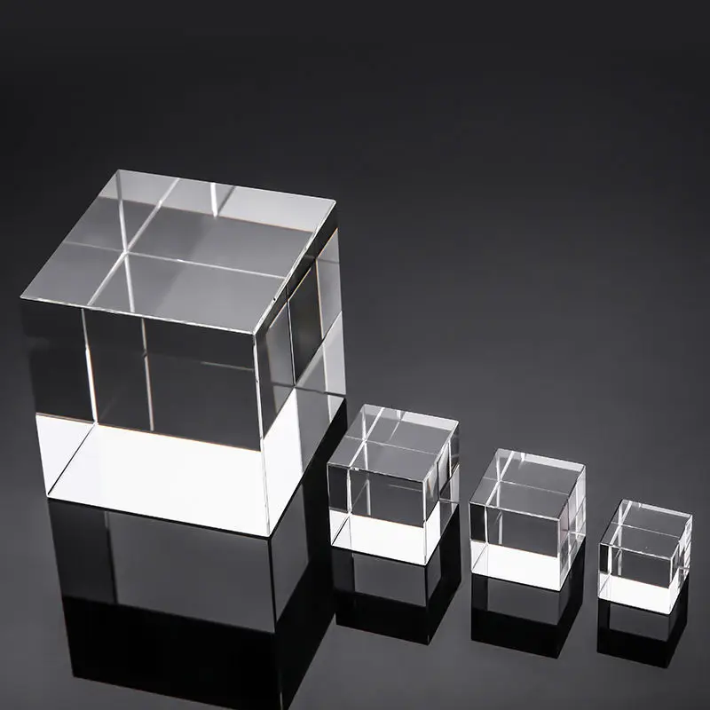 2 Pcs K9 Glass Cube Prism Right Angle Hexahedron 6 Polished Sides Creative Photography Prop For Art Light Effect