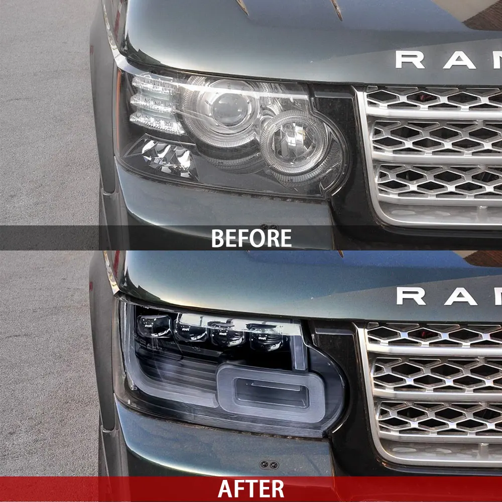 

New Arrival 4 Lens Type LED Front Headlight For Land Rover Range Rover Vogue L322 Upgrade To 2018-2021 Head Lamp LH RH Side