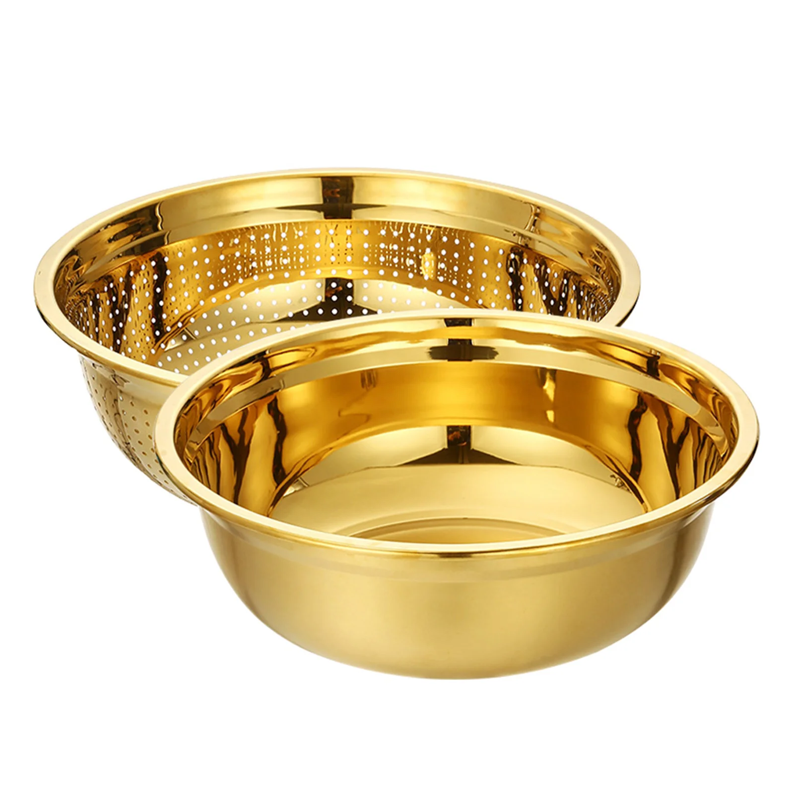 

1Set 18cm Stainless Steel Colander with Bowl Mesh Strainer Drainer for Kitchen Fruits Vegetables Rice Wash