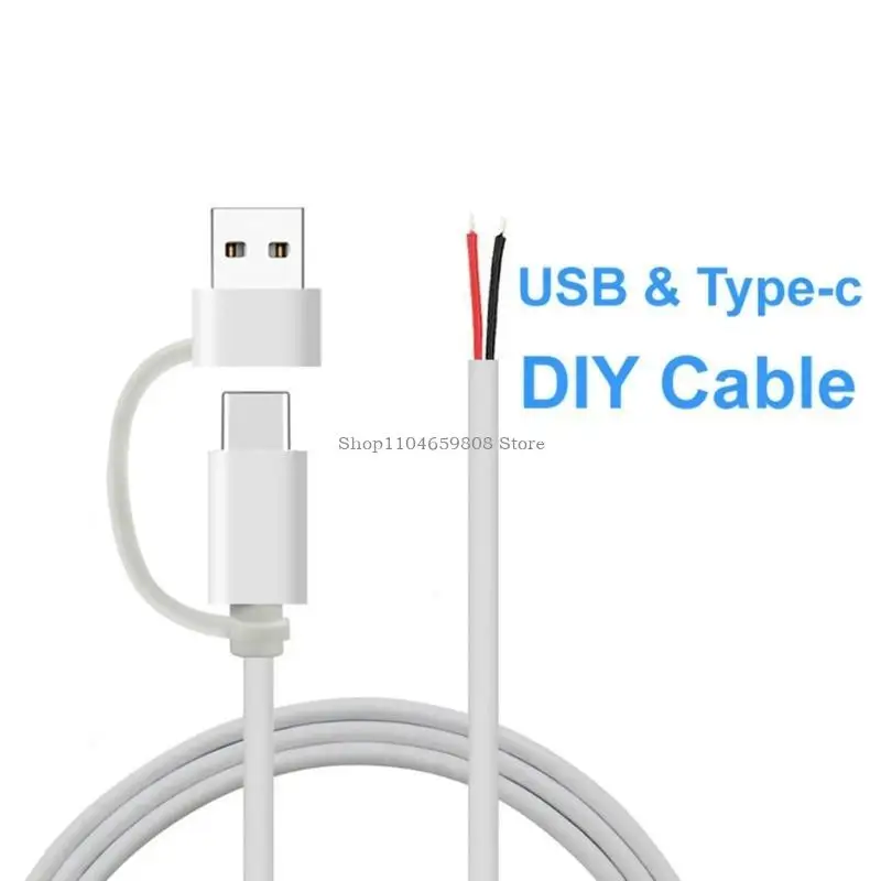 5V/2A USB Type C Male 2Pin Pigtain Power Wire Cable DIY Cable for LED