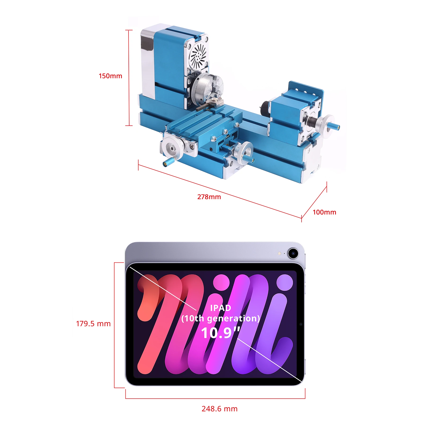 Imagem -02 - Universal Mini Torno Máquina para Carpintaria Metalworking Motorizado Faça Você Mesmo Cnc Ferramenta Educação Modelmaking Ac100v240v 20000rpm 36w