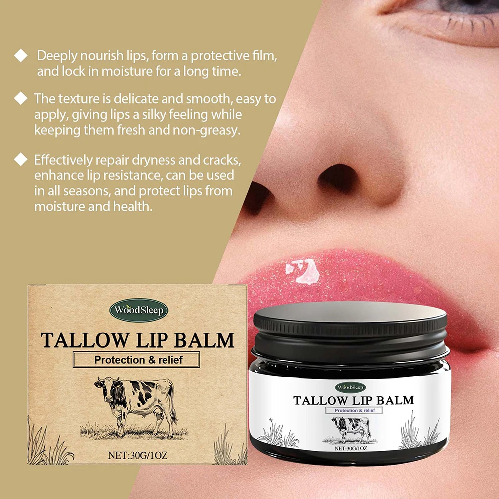 30g Nawilżający Balsam do Ust z Tłuszczem, Nawilżający Krem do Pielęgnacji Ust Głęboko Odżywia i Nawilża Suche, Popękane Usta, Pielęgnacja Ust