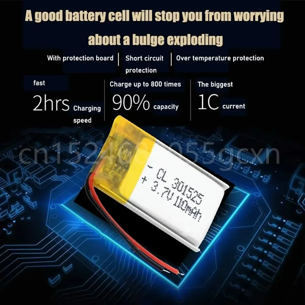 301525   Batteria ai polimeri di litio Lipo da 3,7 V 110 mAh per GPS PSP MP3 MP4 MP5 DVD Batteria per piccoli giocattoli Auricolare Bluetooth