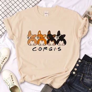 Corgi t 셔츠 남성 그래픽 탑 보이 y2k 애니메이션 만화 의류