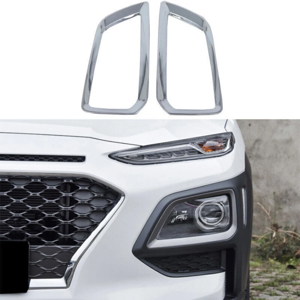 1 Pair Car Front Fog Light Lamp Frame Bracket Trim For Hyundai For Encino For Kona 2018 2019 2020 2021 ABS Frame Cover Decor