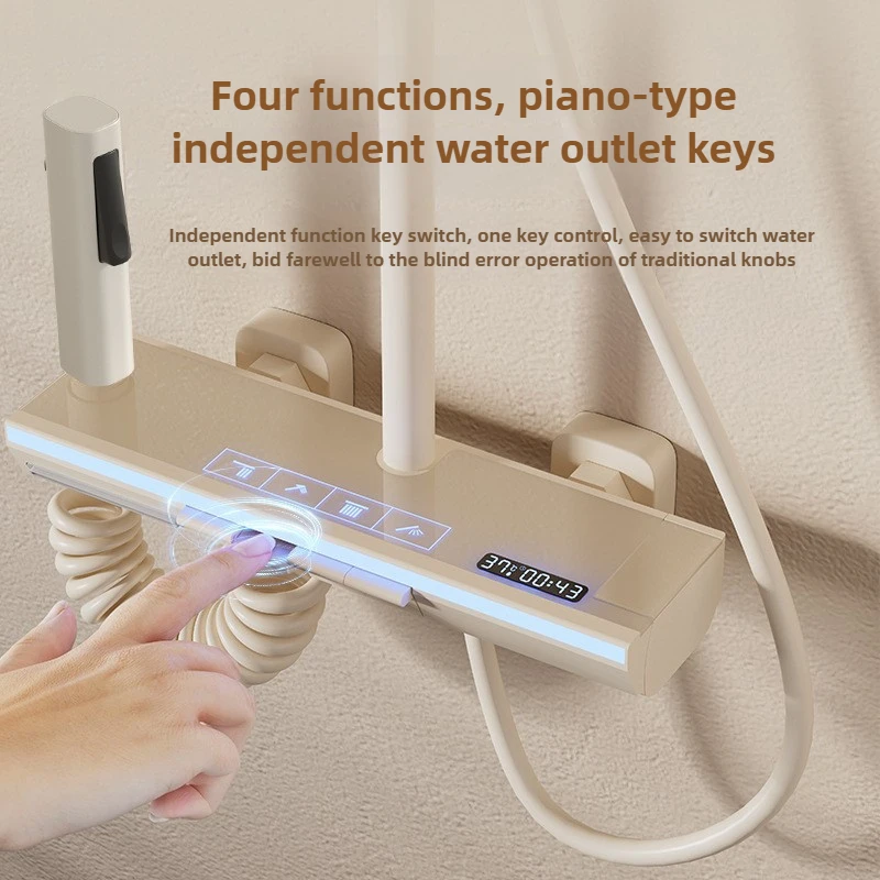 Atmosphere Light Set, Bathroom, All Copper Constant Temperature Pressurized Digital Piano Button Shower Head Shower