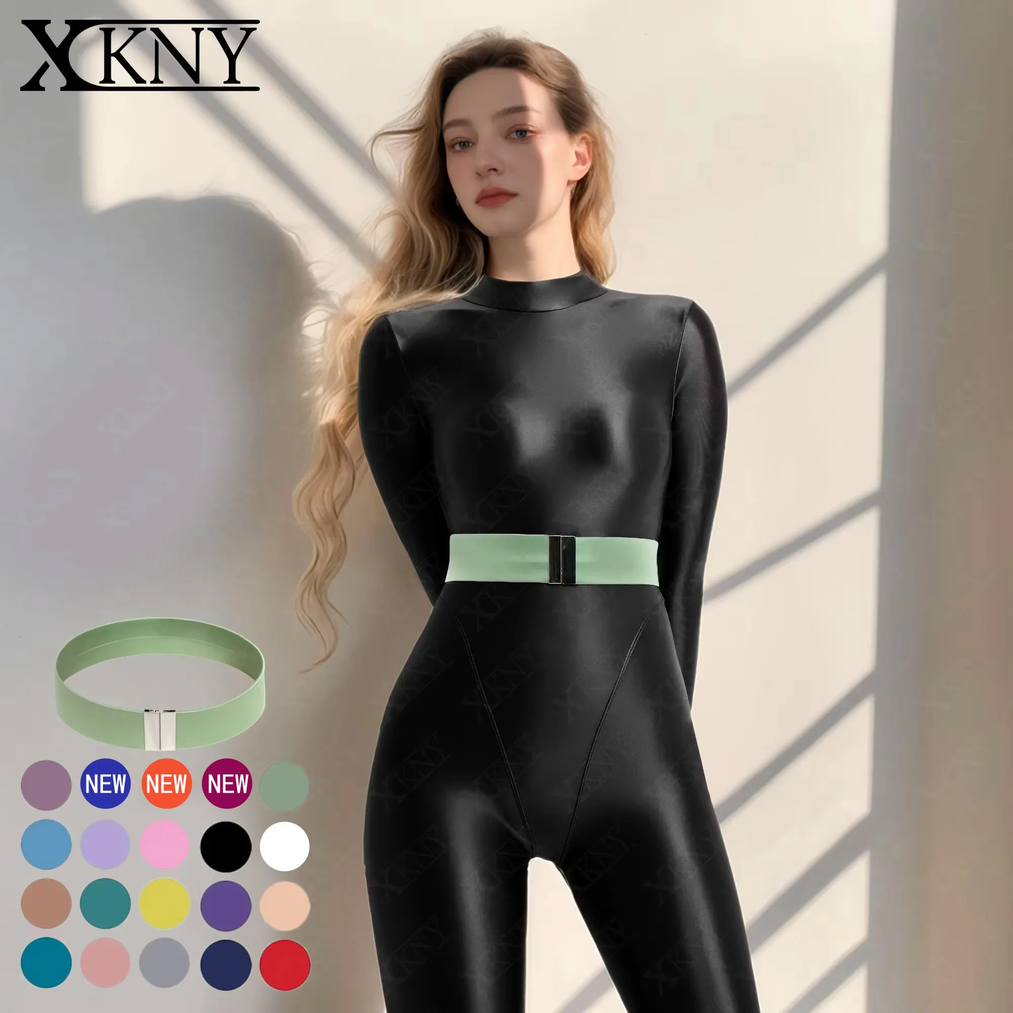 

XCKNY Glossiness Belt Silk Skating Sports Fitness Plastic Waist XClocKNYoung Belt Decoration Buckle Waist Glossy Decorative Belt