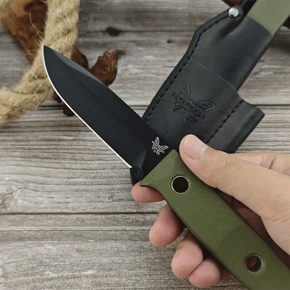 BM 163 Bushcrafter Knive S30v Fixed Blade G10 Handle with Holster Outdoor Tactical Survival Hunting Knife Hiking Camping Tools