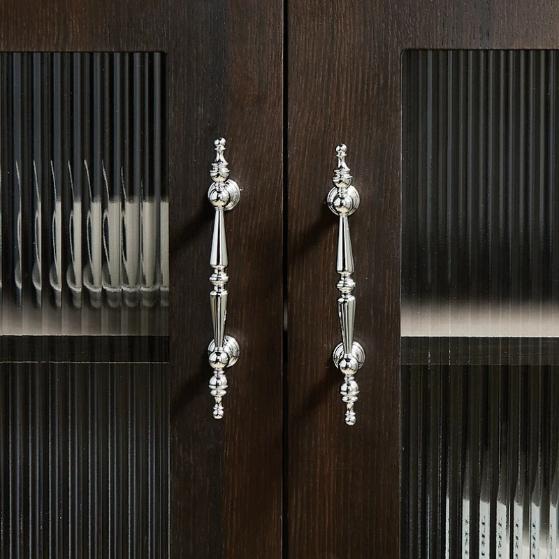 Brass Chrome Plated Silver Nordic Cabinet Door Handle Modern Light Luxury Simple Single Hole Drawer Cabinet Wine Cabinet Handle