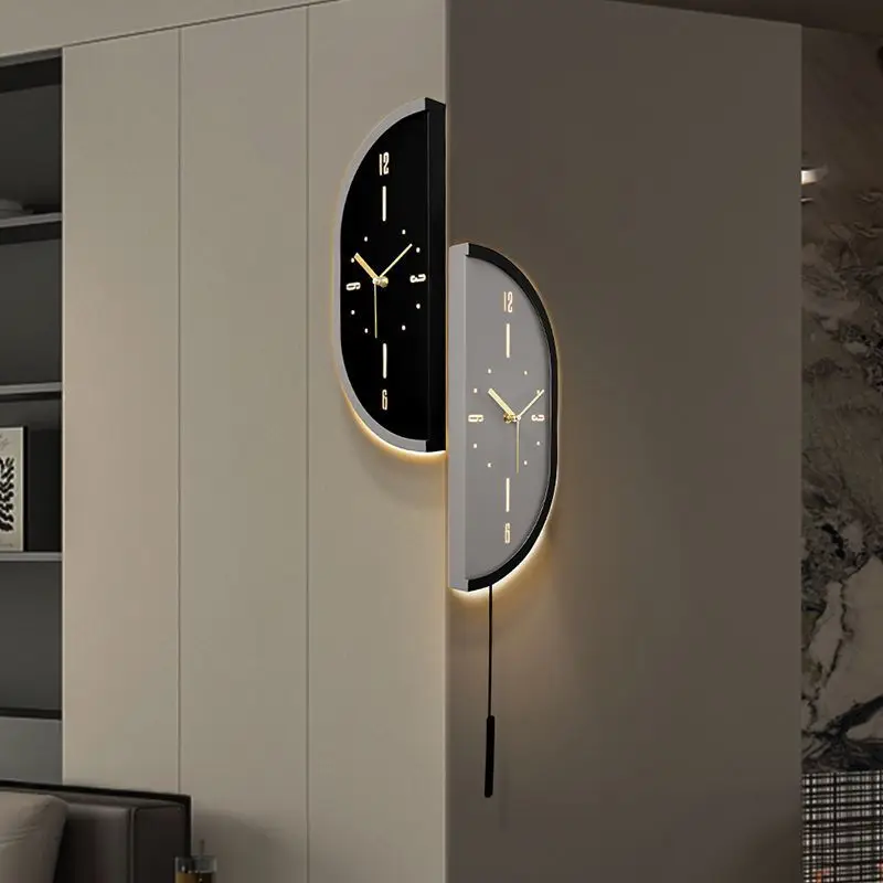 Corner Wall Clock Living Room Clock Wall Mounted Silent Display Wall Clock Modern Design Home Decor