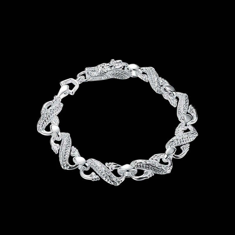 SHSTONE 925 Sterling Silver Men's Dragon Bracelet Luxury Hand Chain Party Engagement Wedding Gift Fashion Charm Jewelry