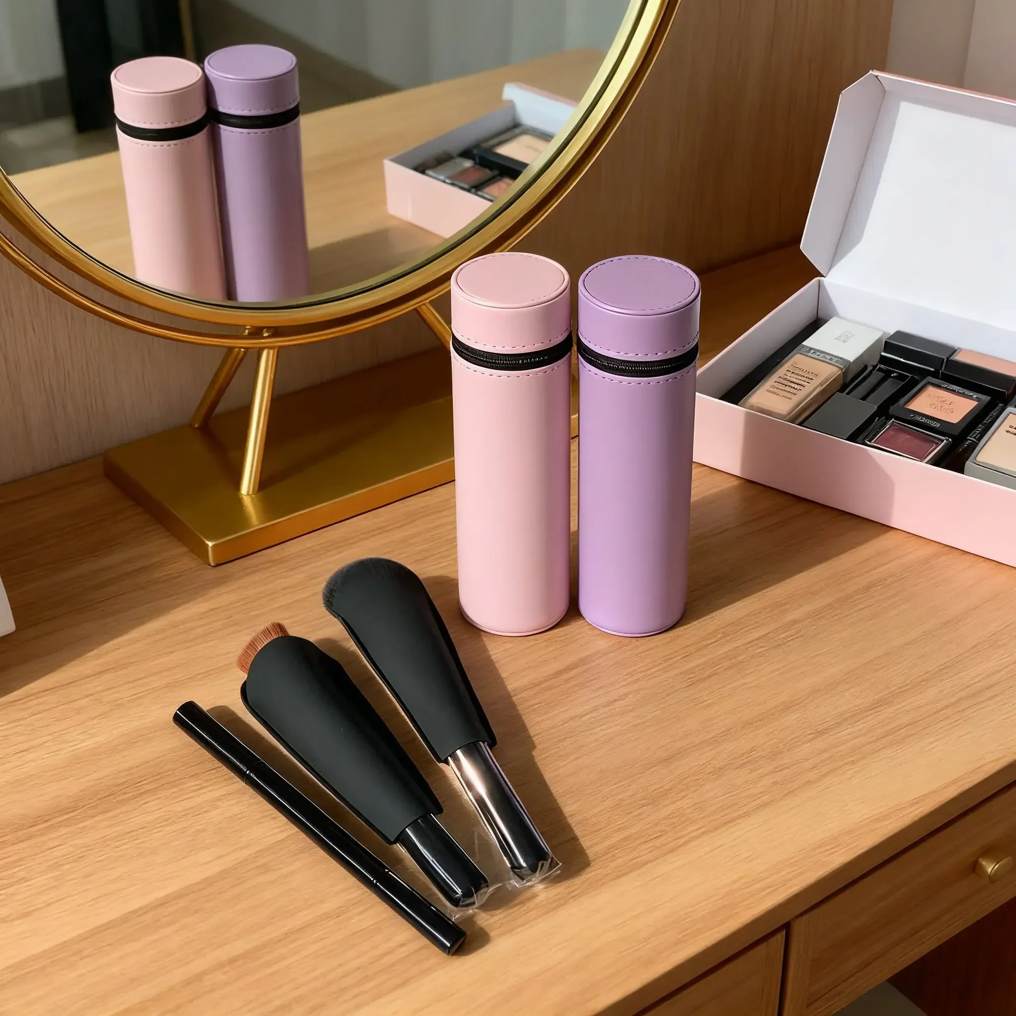 Limited Edition Makeup Brushes Set Luxury Calfskin Travel Bag Blush Brush Dual-use Foundation Brush Double-head Eyeshadow Brush