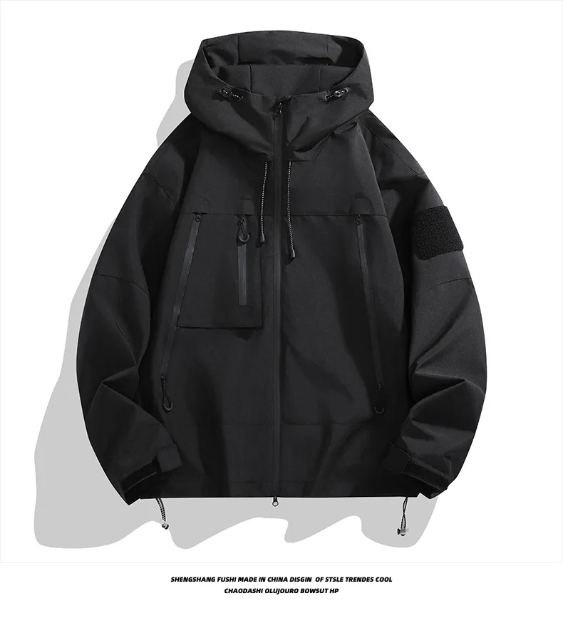 Herren- und Damenjacke, Retro, lässig, mit Stehkragen, Lederjacke, Unisex, locker geschnitten, für Frühling und Herbst, Lederjacke mit Taschen, Windjacke, Oberteil. – Detail 7