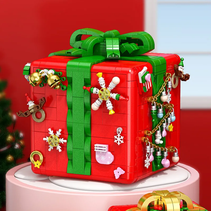 Creative Merry Christmas Mechanism Box Santa Claus Building Blocks
