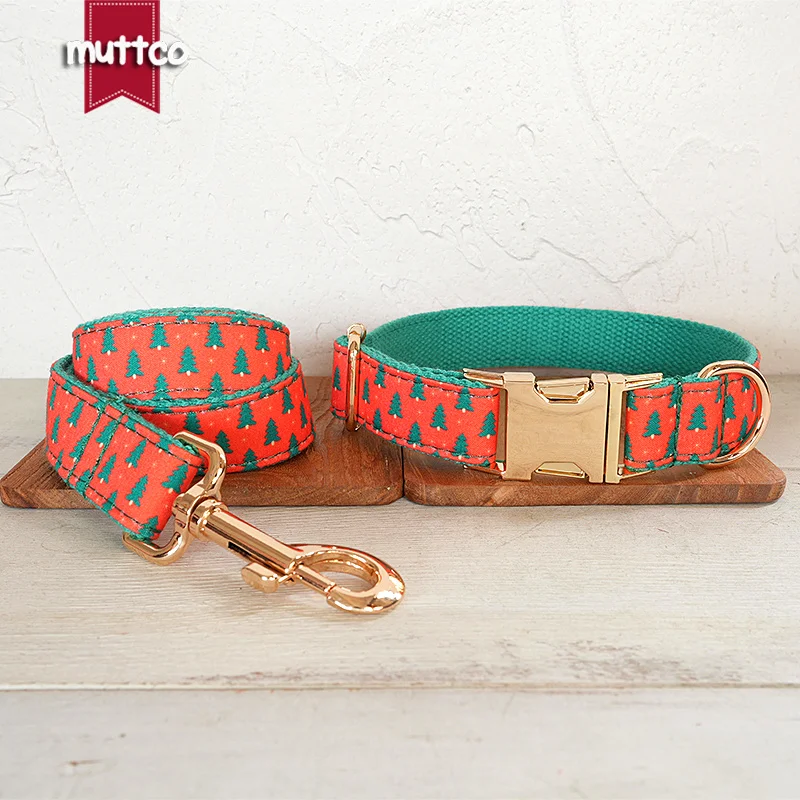 MUTTCO this collar is inspired by Christmas tree motifs RED CHRISTMAS TREES shows passionate and unrestrained character UDC220