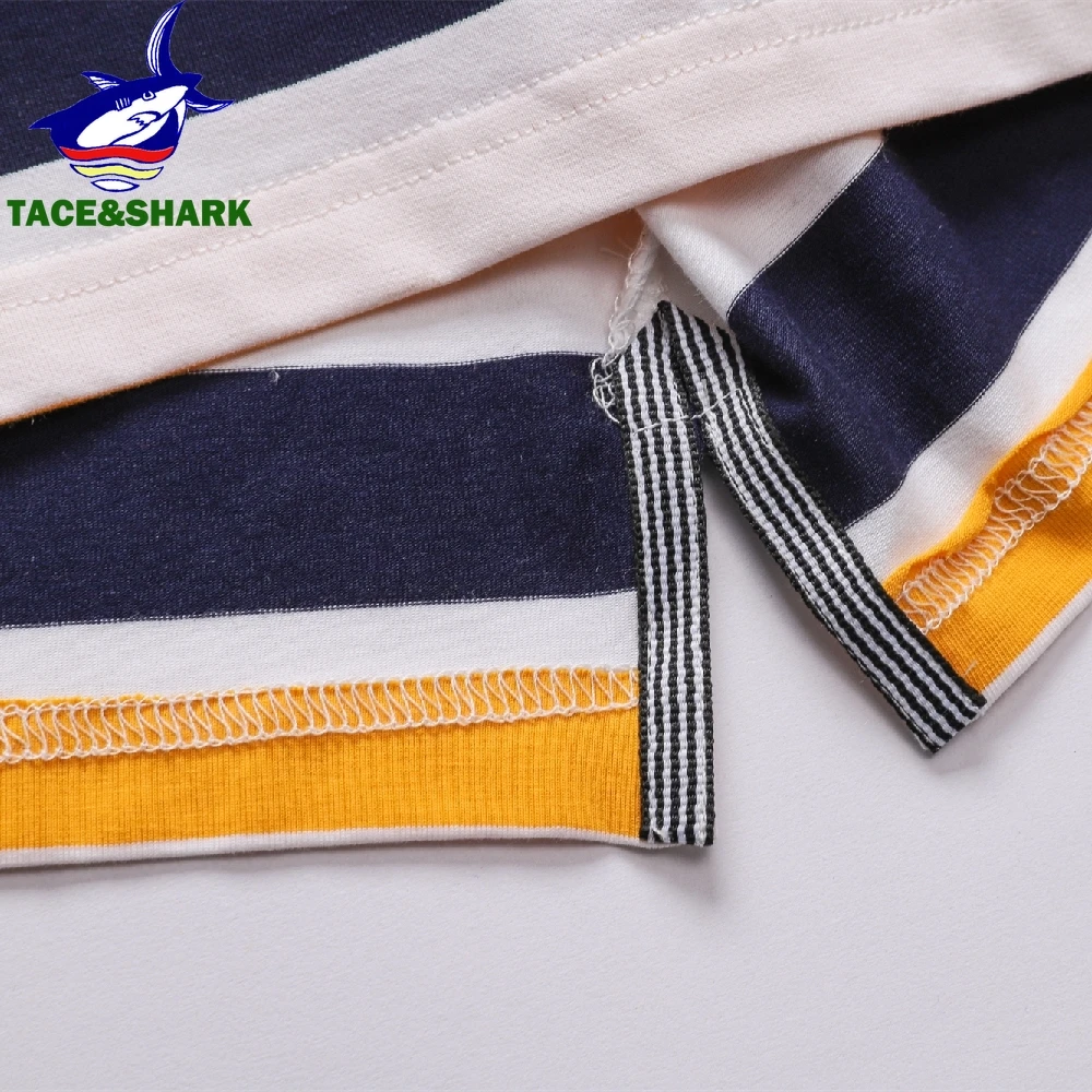 TACE&SHARK 2024 Summer Fashion Yellow Stripes Polo Shirt Brand Shark Camisa Masculina Mens Polos Shirts Clothing 3XL