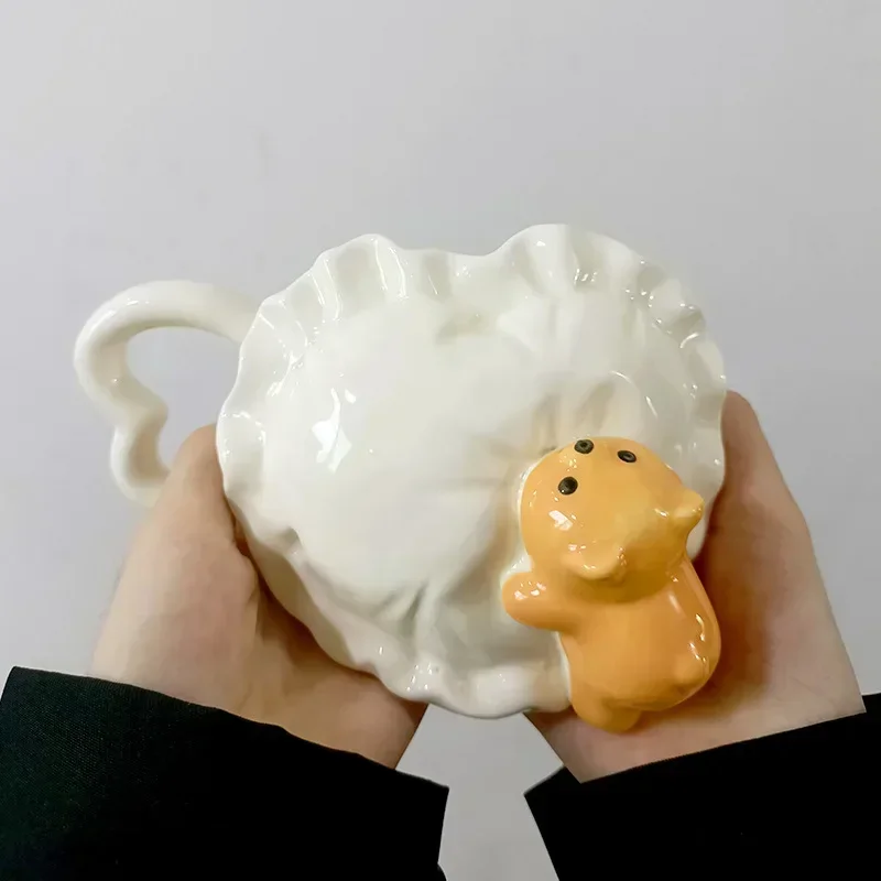 DSA ceramic mug three-dimensional cute girl heart water cup couple coffee cup