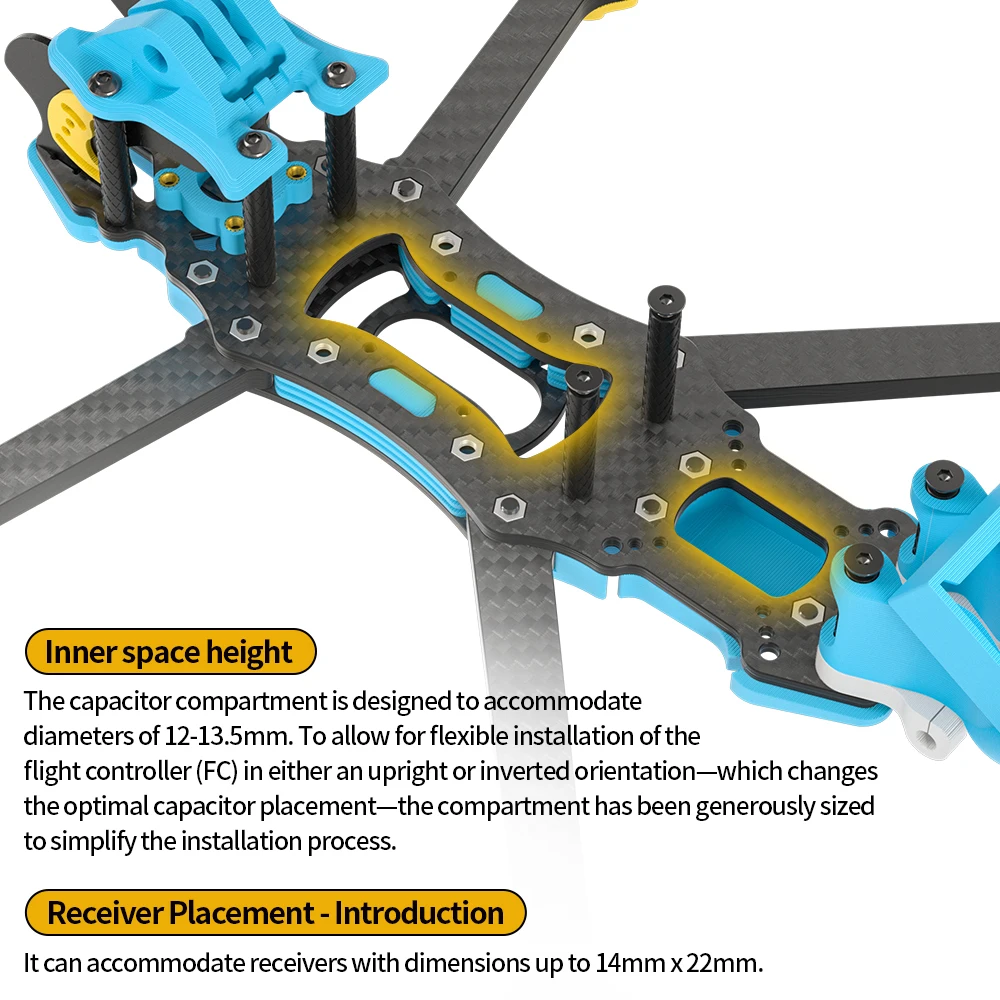 EVA5 PM bricolage FPV Freestyle drone cadre 5- pouces brasage au carbone et alliage d'aluminium DC/XH Drone cadre Compatible avec DJI O3 O4