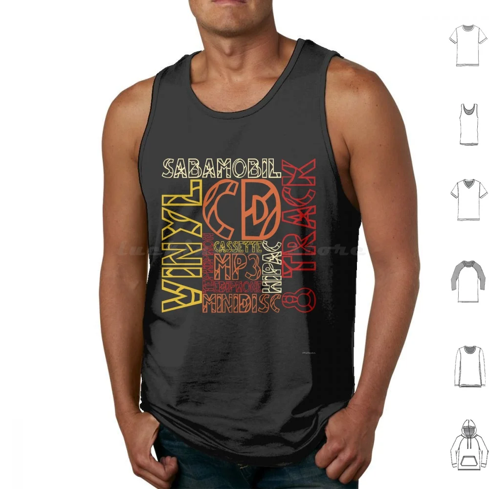 Music Formats Tank Tops Vest Sleeveless Music Formats Hifi 8 Track Mp3 Minidisc Ediphone Cassette Tape Vinyl Hipac Sabamobil