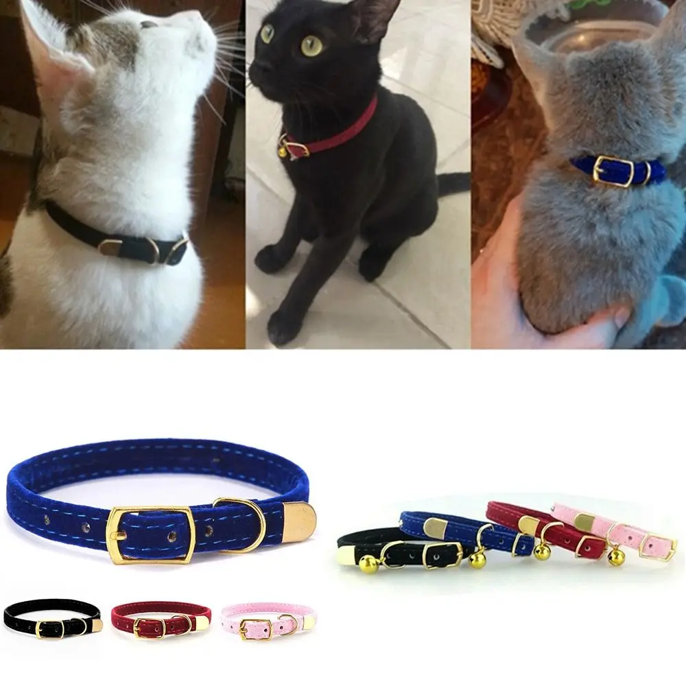 Cute Flocked Cloth Cat Collars Durable Adjustable Kitten with Or Without a Bell Cat Tie Cat Dog