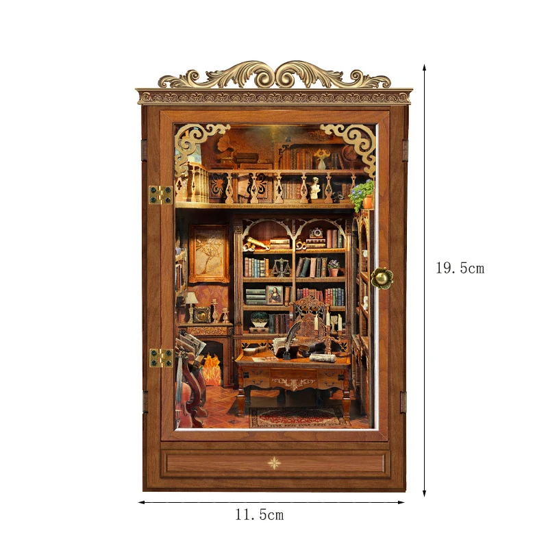 OUZEY 레트로 스터디 북 누크 DIY 키트 - 피규어가 포함된 3D 목재 미니어처 모델, 수집가용 북엔드 및 선물