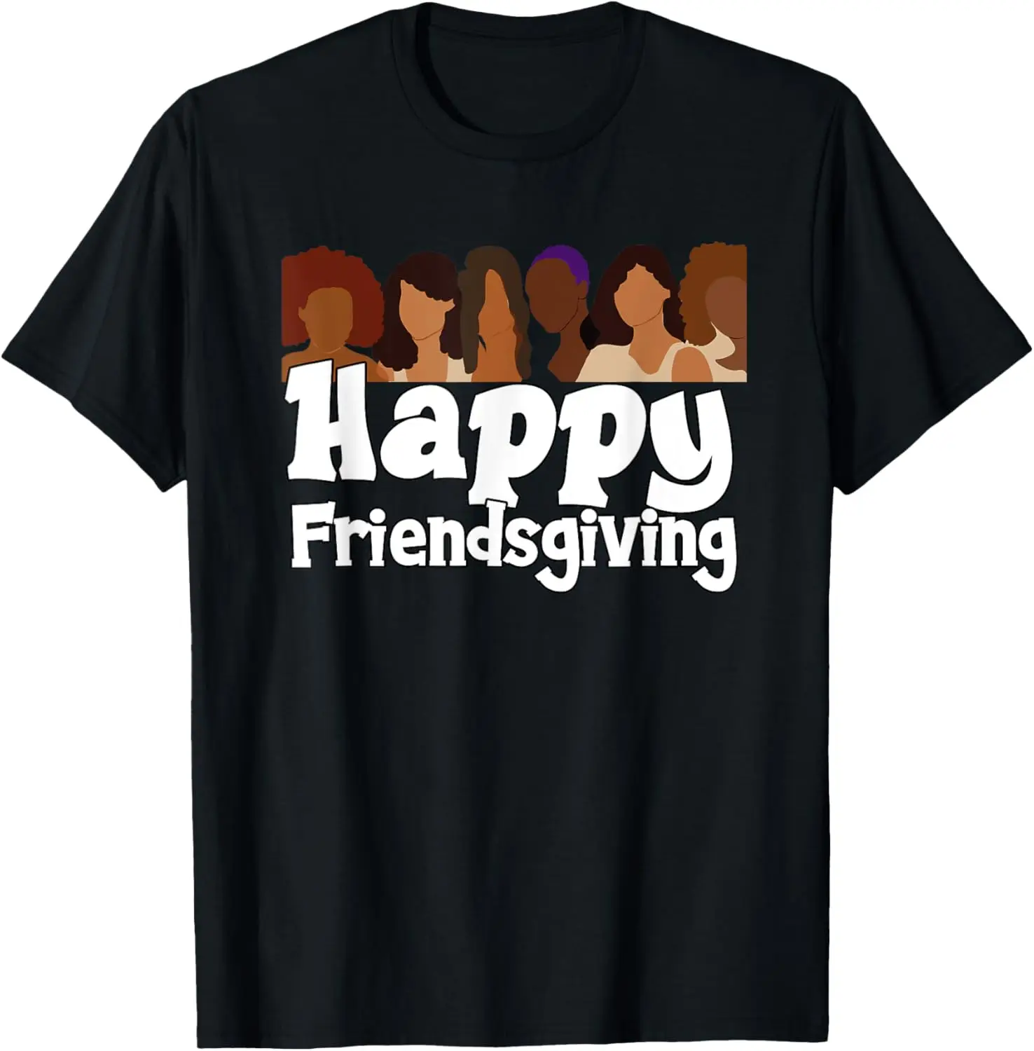 

Чернокожаная женская футболка Happy Friendsgivng с друзьями на День Благодарения