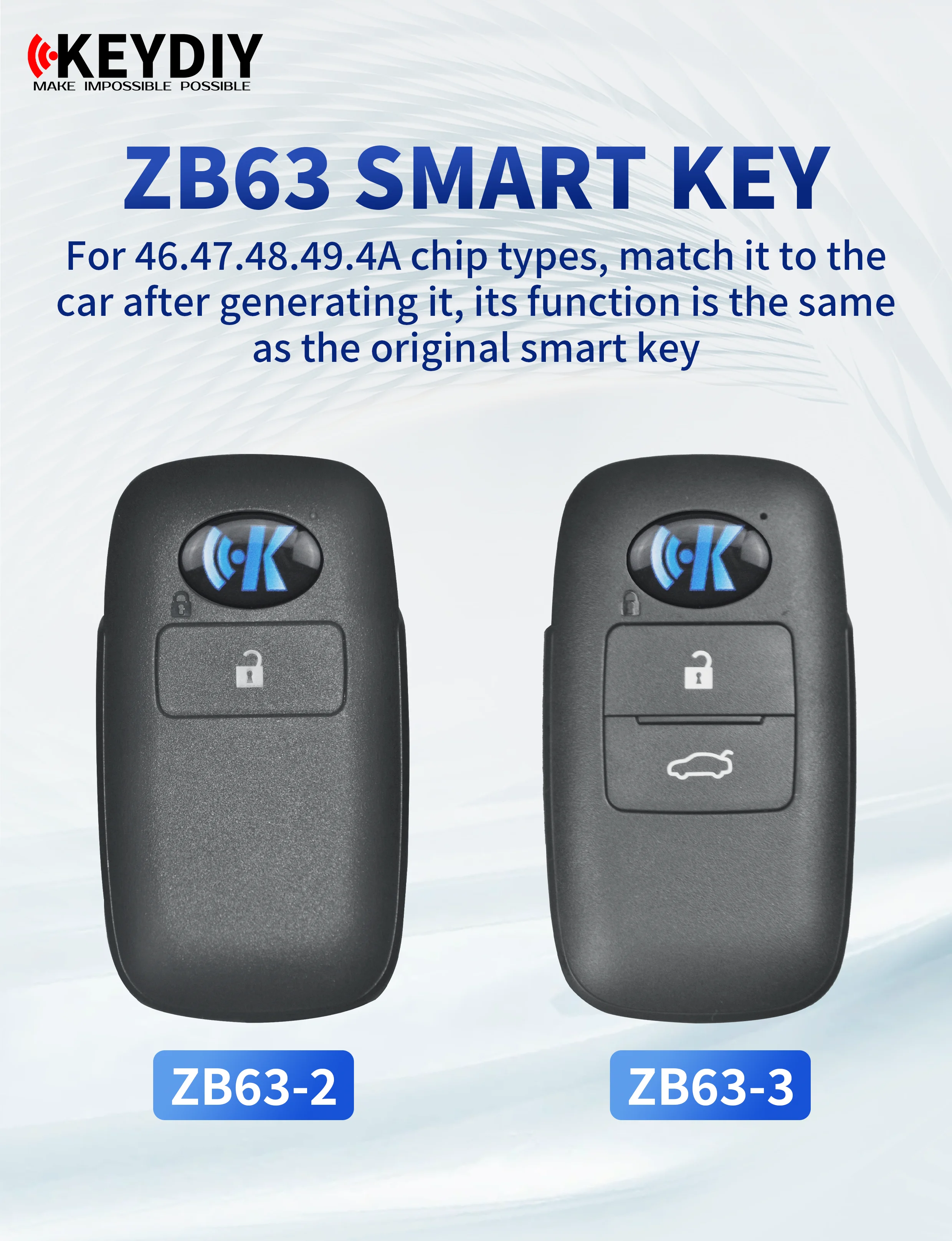 KEYDIY KD Smart Key ZB Series Remotes ZB63 Multiple models for KD-X2/KD-MAX Key Programmer
