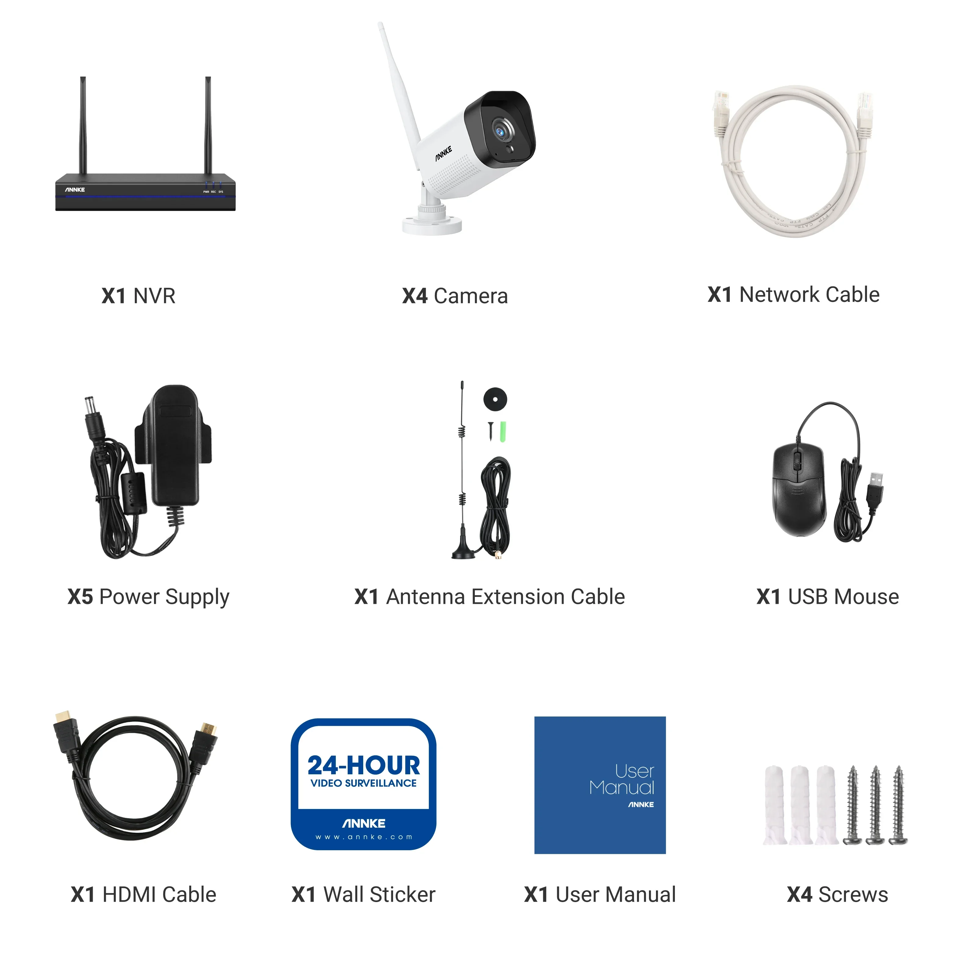 ANNKE 8CH 3MP Wireless Security Camera System 24/7 Recording Night Vision 4pcs WiFi CCTV Camera P2P Works With Alexa